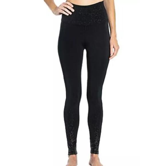 Z By Zobha Textured Shine Leggings Plus Size 2XL Black Full Length Workout - Picture 1 of 8